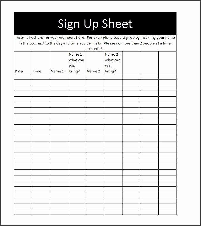 Sign Up Sheet Template Excel Awesome 5 Sign Up Sheet Example Sampletemplatess Sampletemplatess