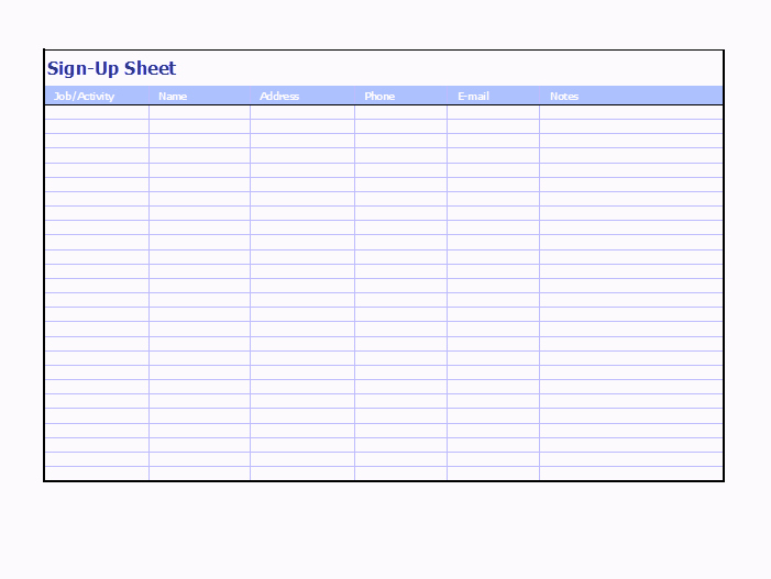Sign Up Sheet Template Excel Lovely Free Sign Up Sheet Template Word Excel