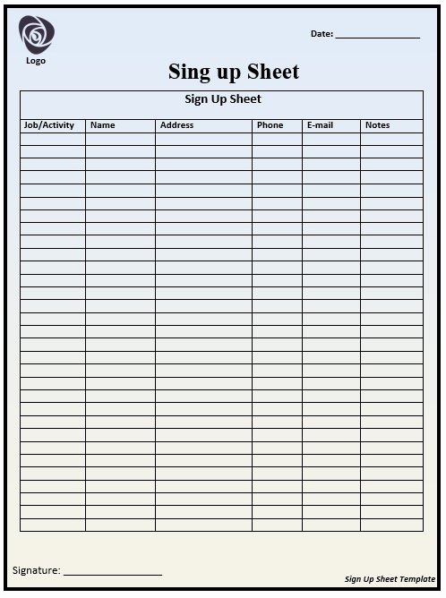 Sign Up Sheets Template Beautiful 9 Free Sample Picnic Party Sign Up Sheet Templates