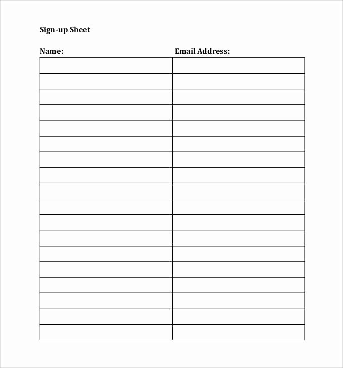 Sign Up Sheets Template Unique Sign Up Sheets 58 Free Word Excel Pdf Documents