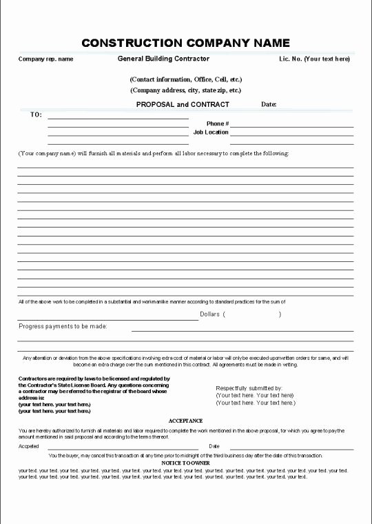 Simple Construction Contract Template Best Of Printable Sample Construction Contract Template form