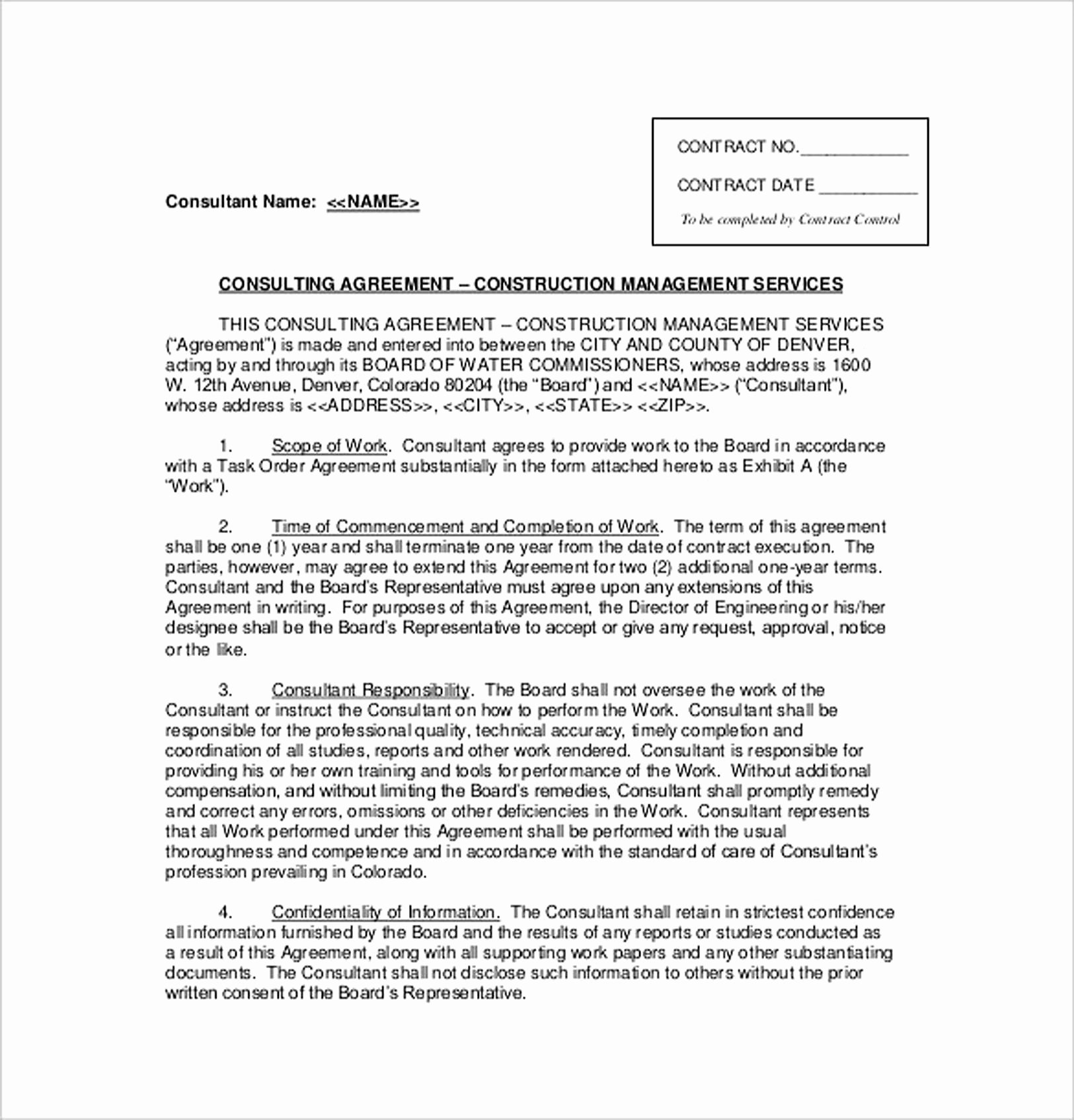 Simple Consulting Contract Template Inspirational Sample Construction Consulting Agreement 9 Consulting