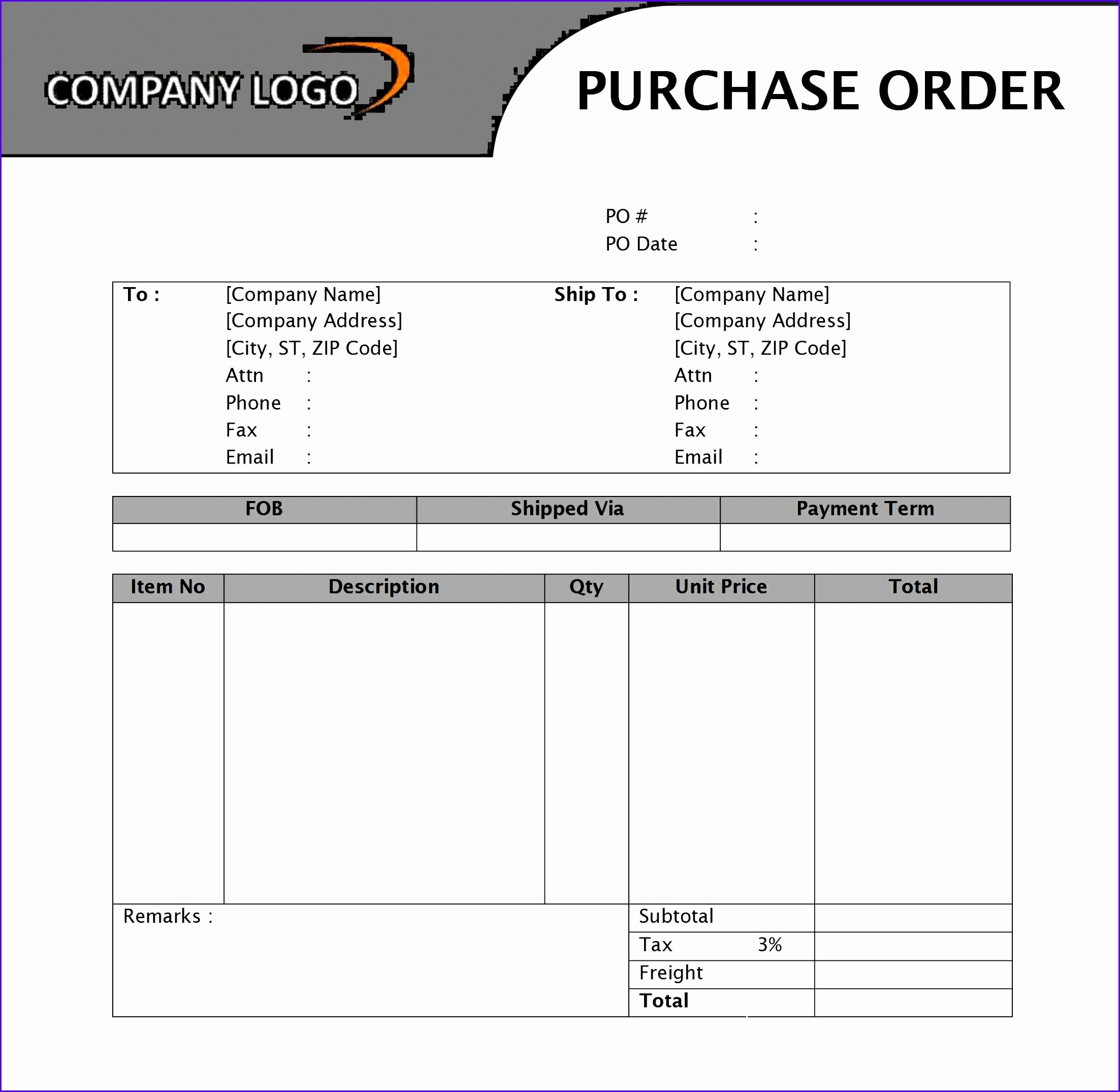 Simple Purchase order Template Beautiful 8 Free Excel Purchase order Template Exceltemplates