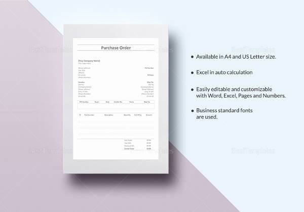 Simple Purchase order Template Elegant Purchase order Template 18 Download Free Documents In