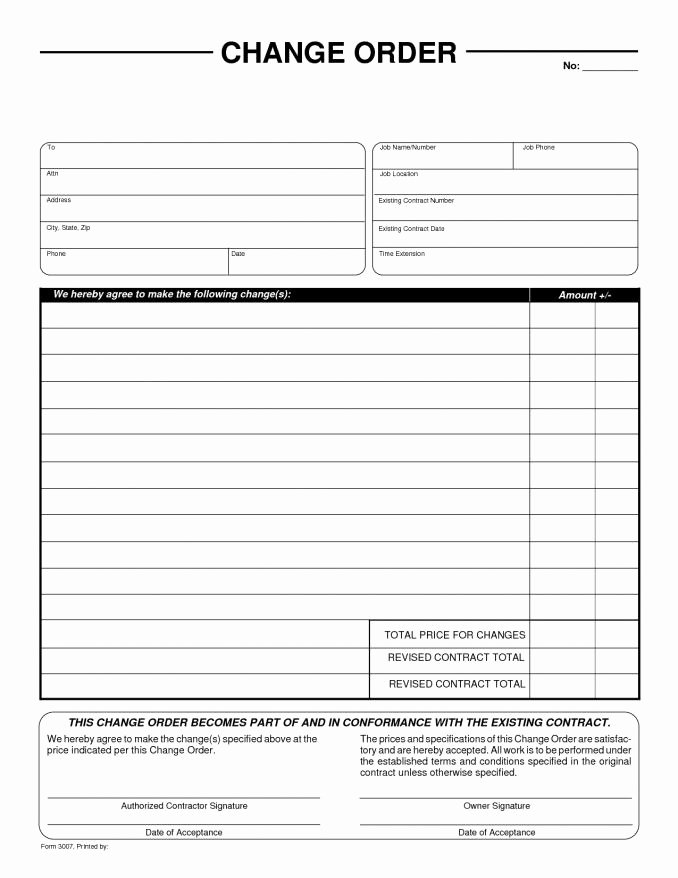 Simple Purchase order Template Fresh Change order form