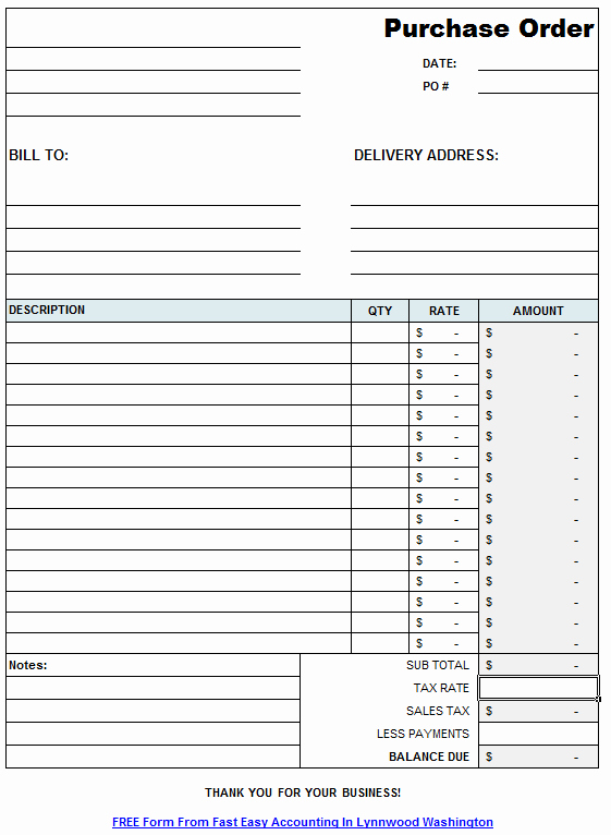 Simple Purchase order Template Fresh Free Contractor Purchase order Template Excel