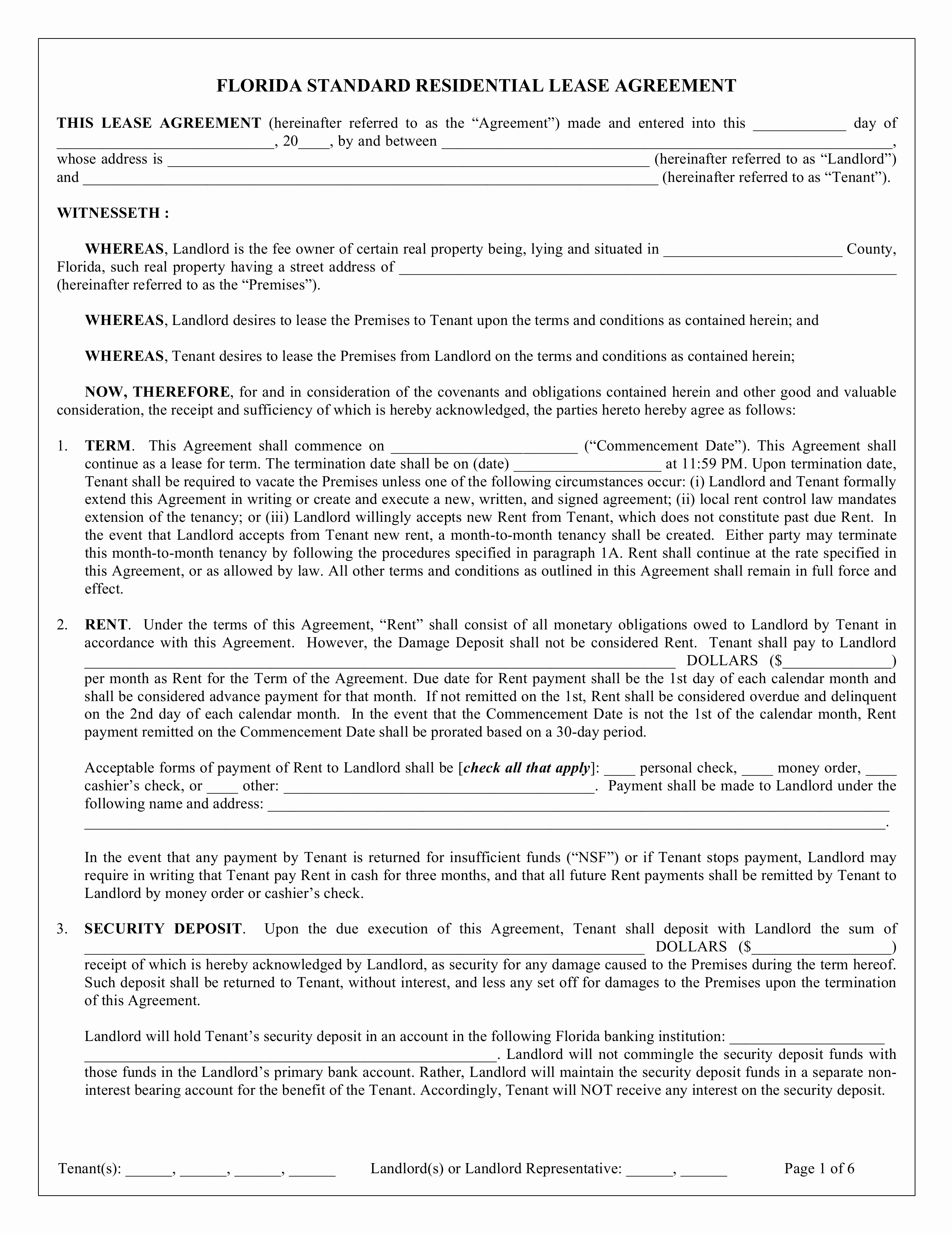Simple Rental Agreement Template Word Lovely Free Florida Standard Residential Lease Agreement Template