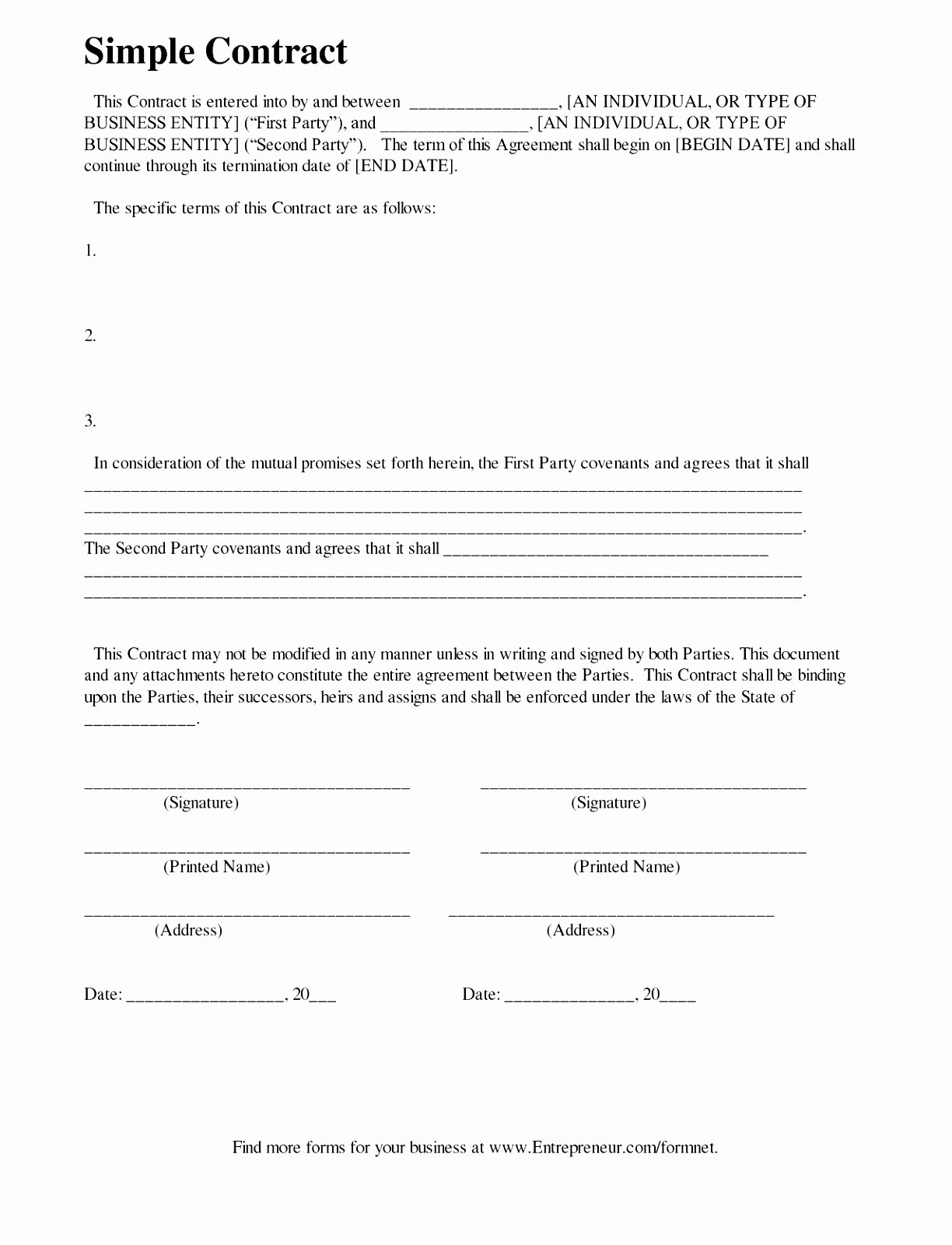 Simple Service Agreement Template Fresh 6 Simple Contract for Services Template attiu