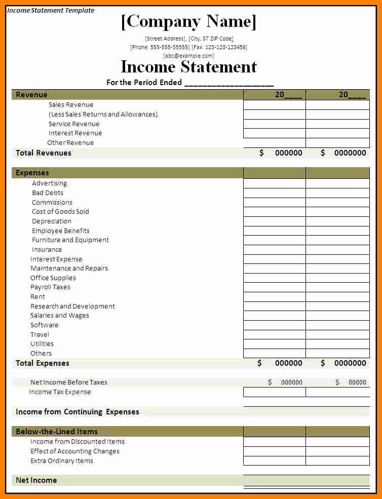 Simplified Income Statement Template Awesome Simple Profit and Loss Statement Template Land