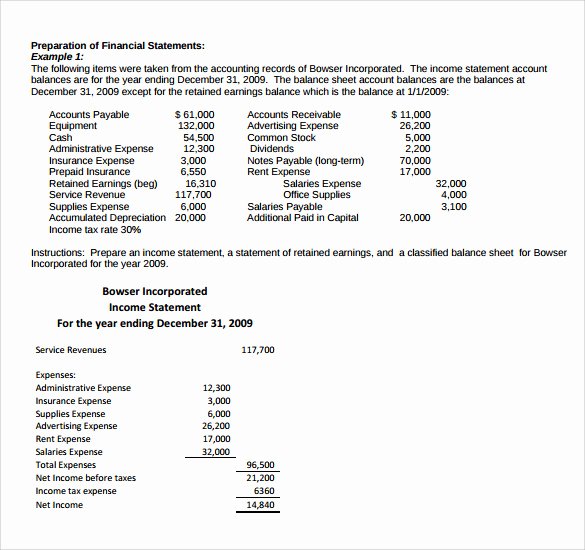 Simplified Income Statement Template Lovely Simple In E Statements 6 Free Documents to Download