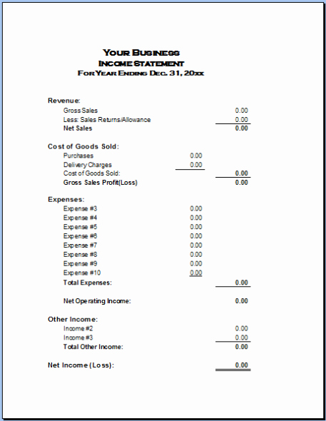 Simplified Income Statement Template Unique Basic In E Statement Example and format