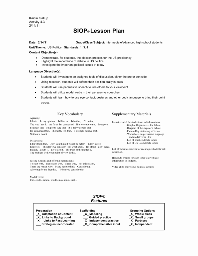 Siop Lesson Plan Template 3 Awesome Siop Lesson Plan Template 1 Kaitlin S Home Site