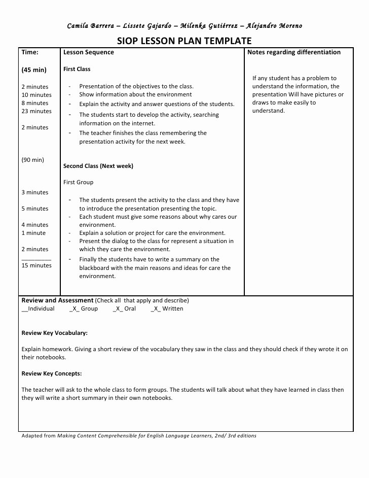 Siop Lesson Plan Template 3 Awesome Siop Unit Lesson Plan Template Sei Model