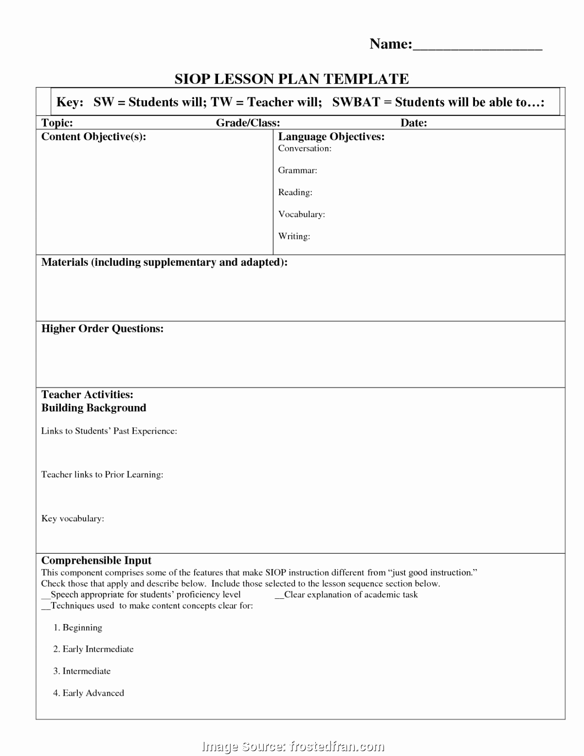 Siop Lesson Plan Template 3 Beautiful Excellent Example Lesson Plan Template Sample Lesson Plan