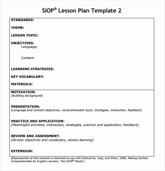 Siop Lesson Plan Template 3 Luxury Siop Lesson Plan Templates – 9 Examples In Pdf Word format