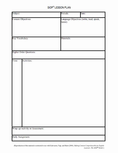 Siop Lesson Plan Template 3 New Here S A More Open Ended Siop Lesson Plan Template