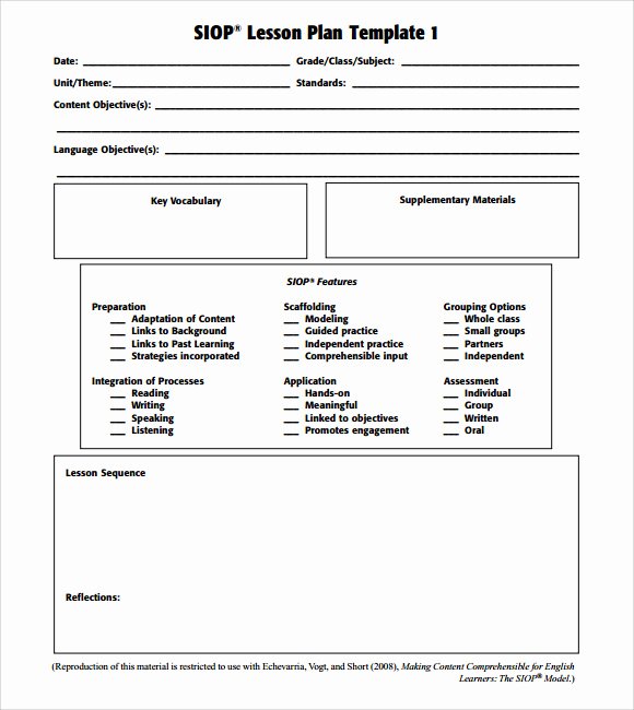 Siop Lesson Plan Template 3 Unique 8 Siop Lesson Plan Templates Download Free Documents In