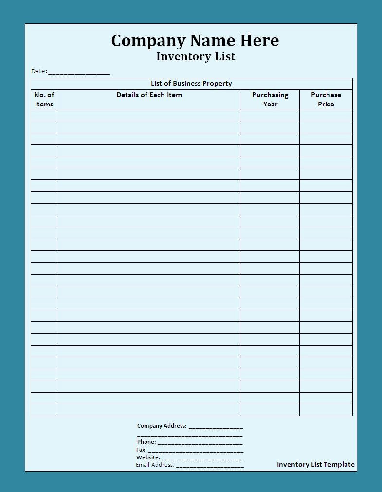 Small Business Inventory Spreadsheet Template Fresh List Templates