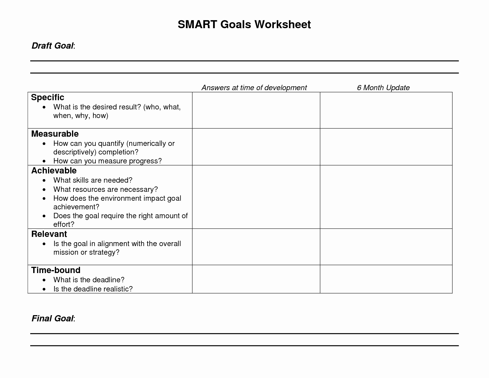 Smart Action Plan Template Elegant Smart Goals Worksheet Printable