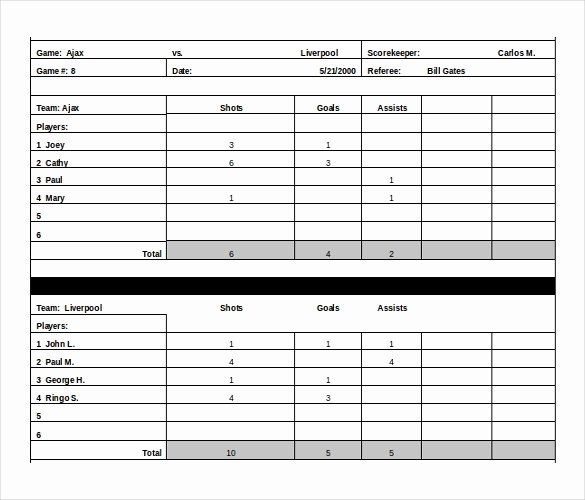 Soccer Score Sheet Template Beautiful 11 Free Download Scoreboard Templates In Microsoft Word