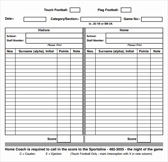40 Soccer Score Sheet Template Markmeckler Template Design