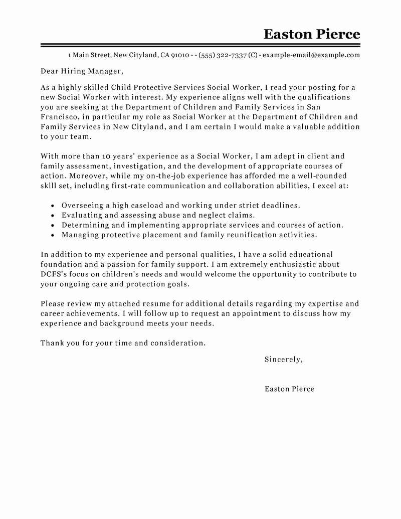 Social Work Cover Letter Template Beautiful Writing A social Service Cover Letter