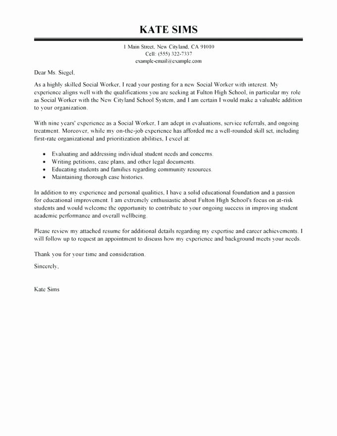 Social Work Cover Letter Template New 10 11 social Worker Cover Letters Examples