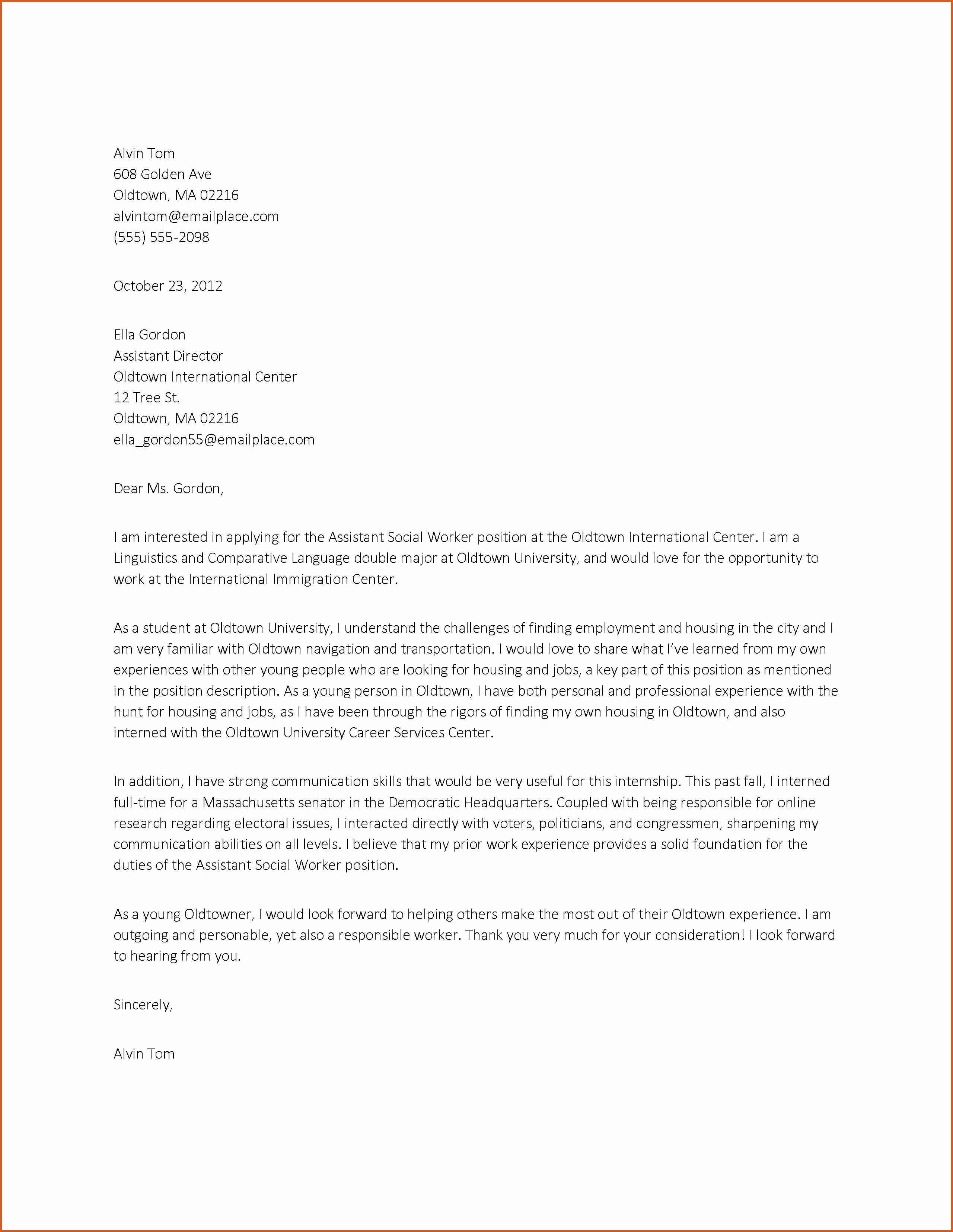 Social Worker Cover Letter Template Beautiful 10 Cover Letter Sample Munications