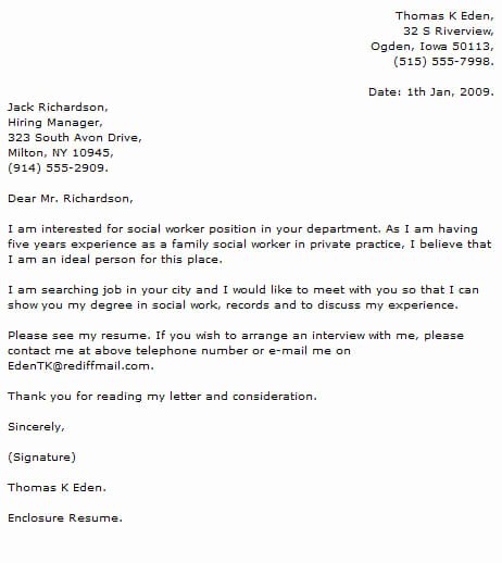 Social Worker Cover Letter Template Unique social Work Cover Letter Examples