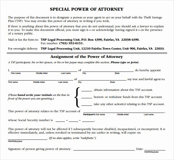 Special Power Of attorney Template Unique Sample Special Power Of attorney form 8 Download Free