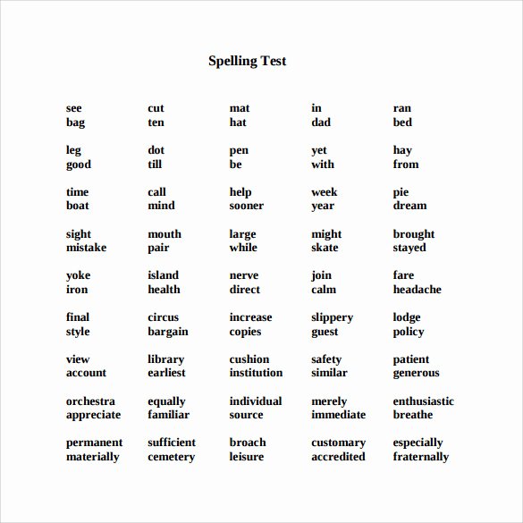 Spelling Test Template 15 Words New 15 Spelling Test Templates to Download