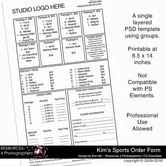 Sports Photography order form Template Fresh Sports order form Sports Grapher form for Team