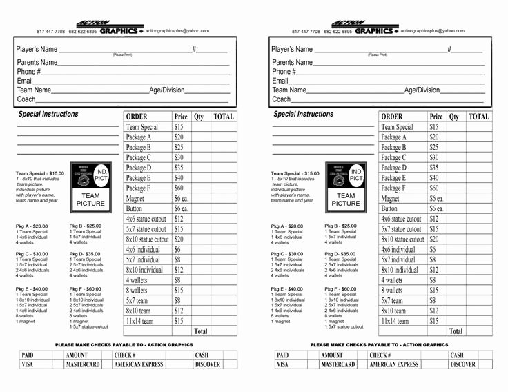 Sports Photography order form Template Lovely Youth Sports Photography order form