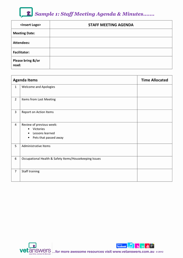 Staff Meeting Agenda Template Fresh Staff Meeting Agenda &amp; Minutes Template In Word and Pdf