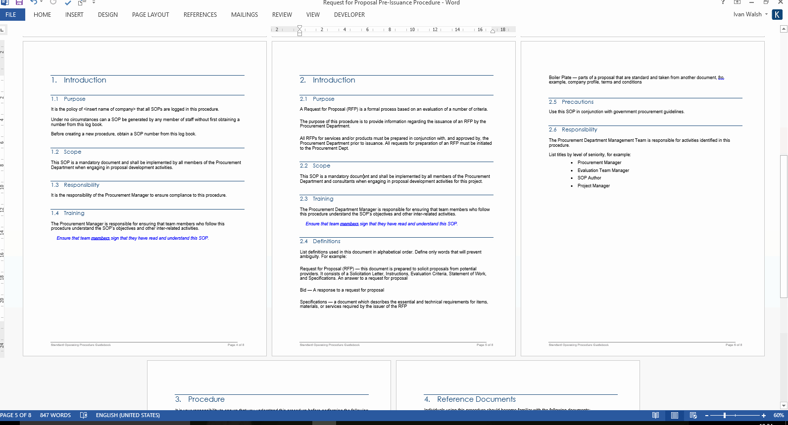 Standard Operating Procedure Templates Awesome Procedure Template – Ms Word Standard Operating Procedure