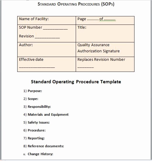 Standard Operating Procedure Templates Lovely 37 Best Free Standard Operating Procedure sop Templates
