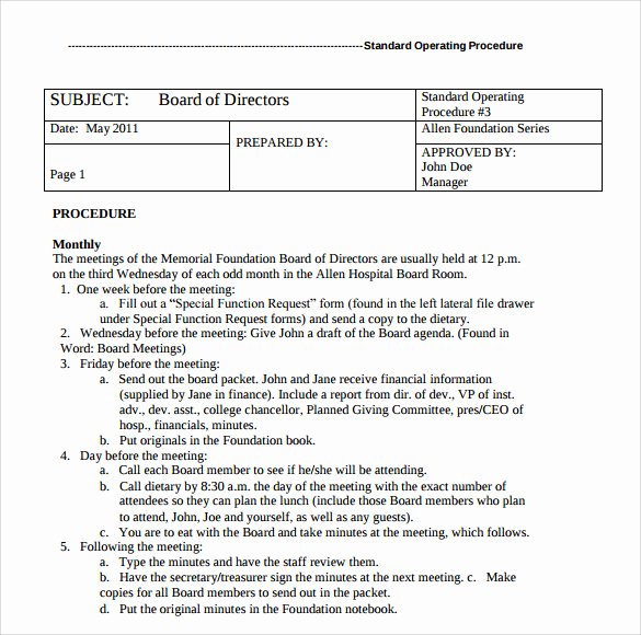 Standard Operating Procedures Manual Template Lovely 23 Of Sample Procedure Template