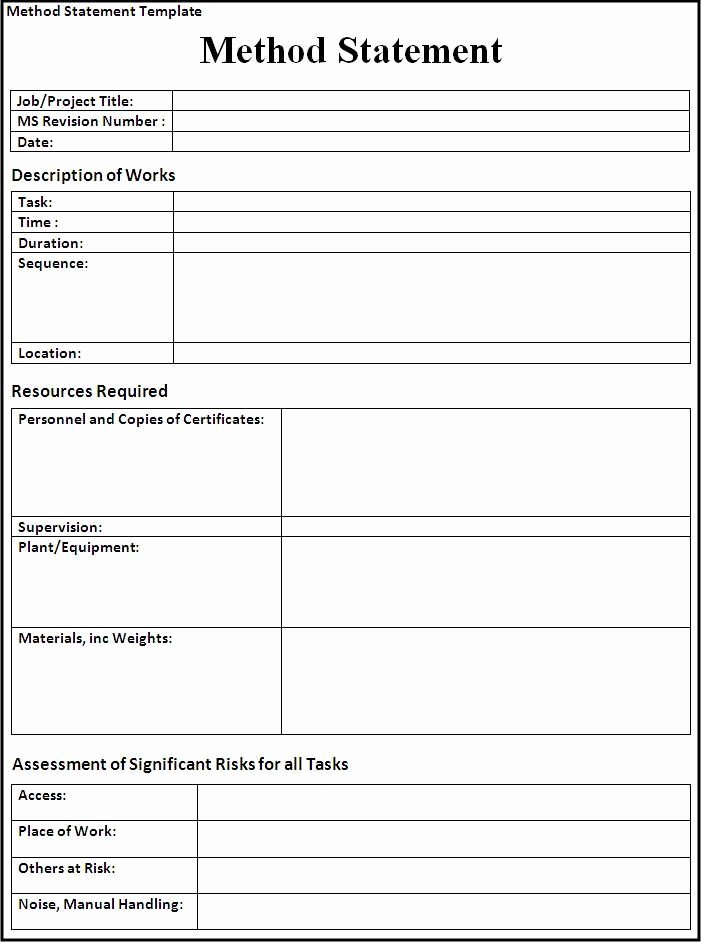 Statement Of Work Template Word Inspirational Method Statement Template Wordstemplates