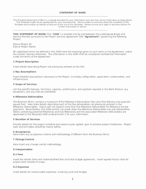 Statement Of Work Template Word Luxury 14 Statement Of Work Samples &amp; Templates Pdf Word