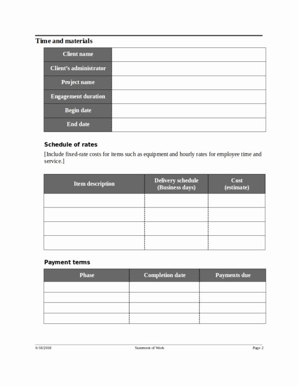 Statement Of Work Word Template New 14 Statement Of Work Samples &amp; Templates Pdf Word