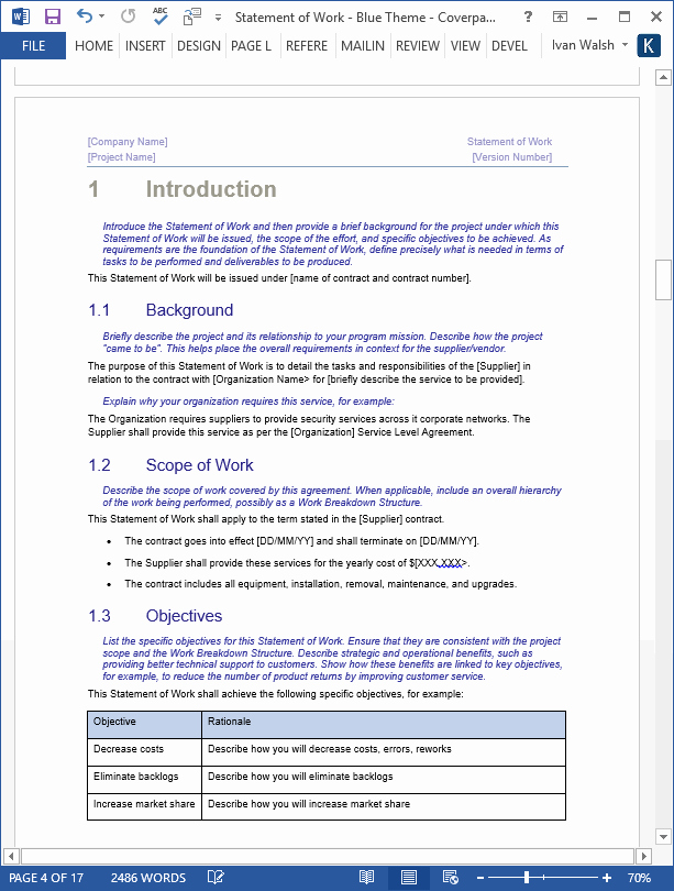 Statement Of Work Word Template Unique Statement Of Work Template Ms Word Excel – Templates
