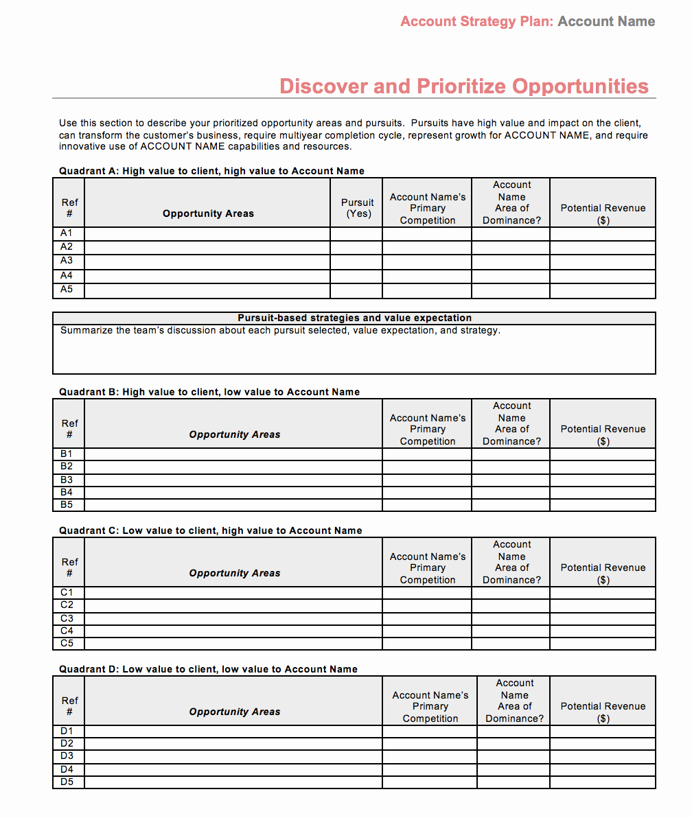 Strategic Plan Template Free Awesome Strategic Account Plan Template