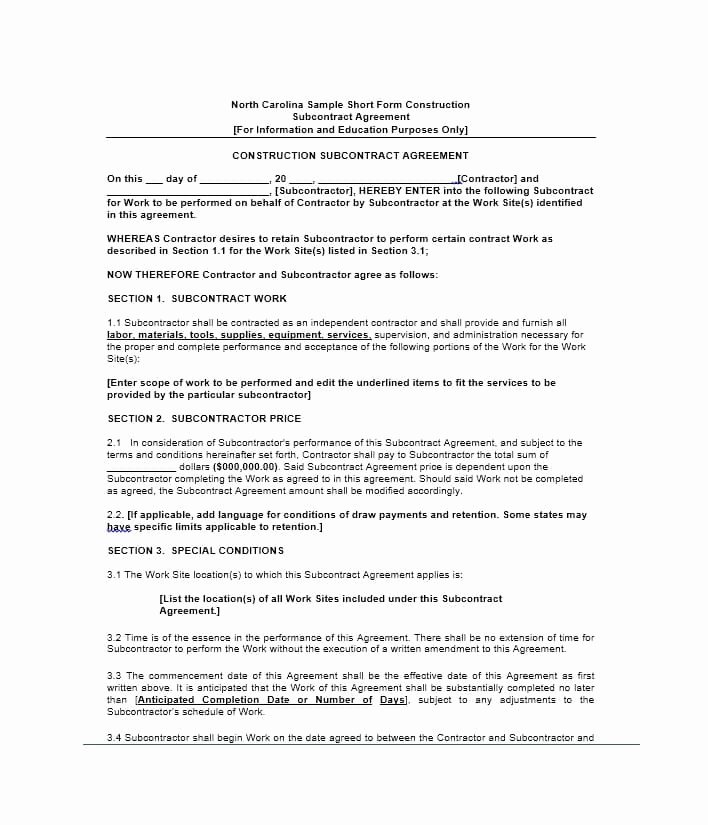 Subcontractor Contract Template Free Lovely Need A Subcontractor Agreement 39 Free Templates Here