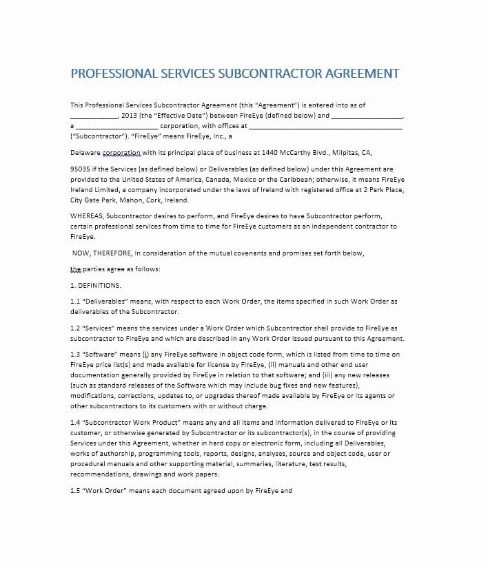 Subcontractor Contract Template Free Luxury Need A Subcontractor Agreement 39 Free Templates Here