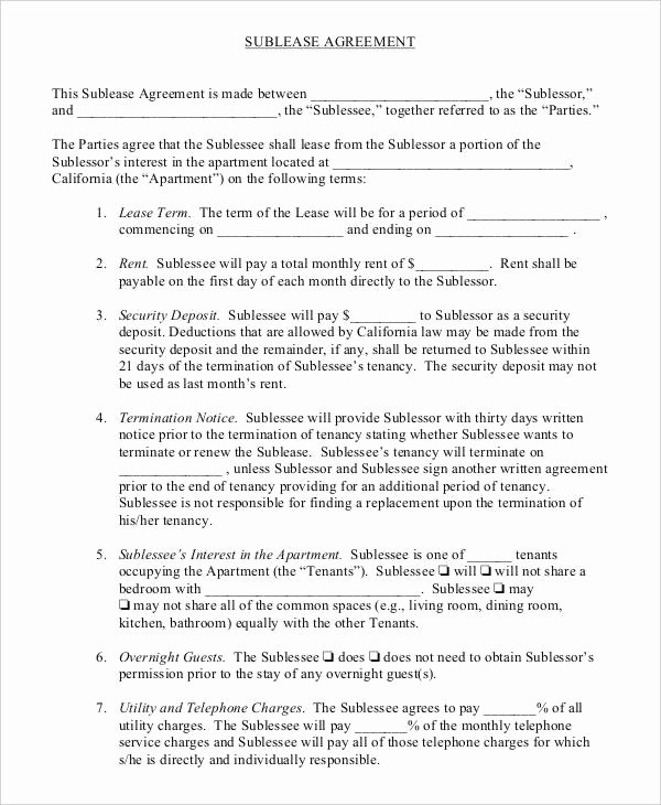 Sublease Agreement Template Word Fresh 13 Sublease Agreement Templates Word Pdf Pages