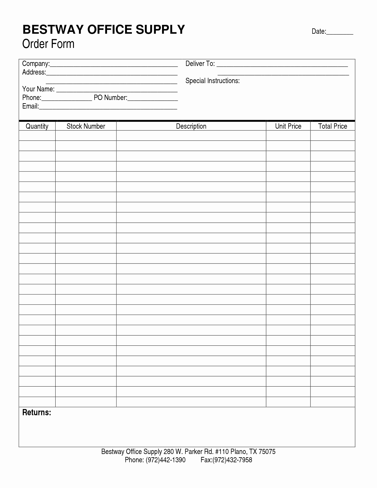 Supply order form Template Awesome Fice Supply order Techieblogiefo
