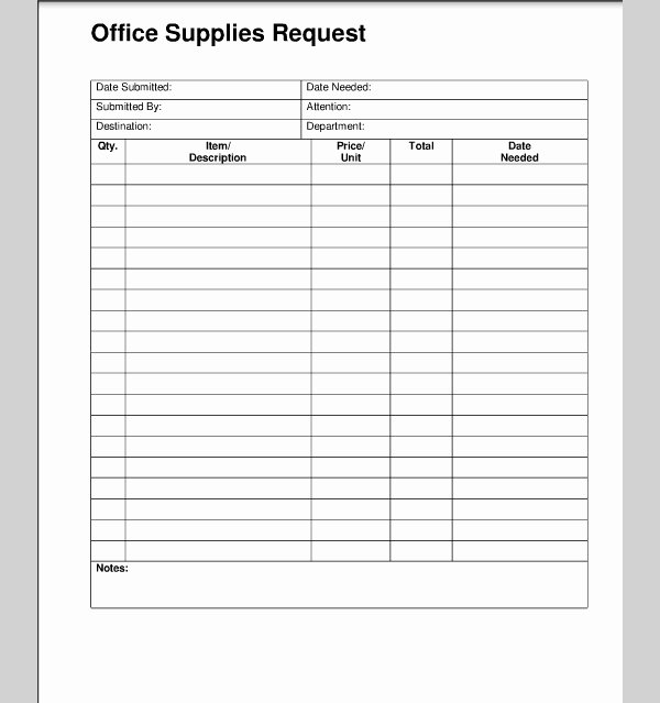 Supply order form Template Beautiful Supply Request form