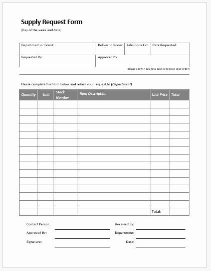 Supply order form Template Beautiful Supply Request form Templates Ms Word