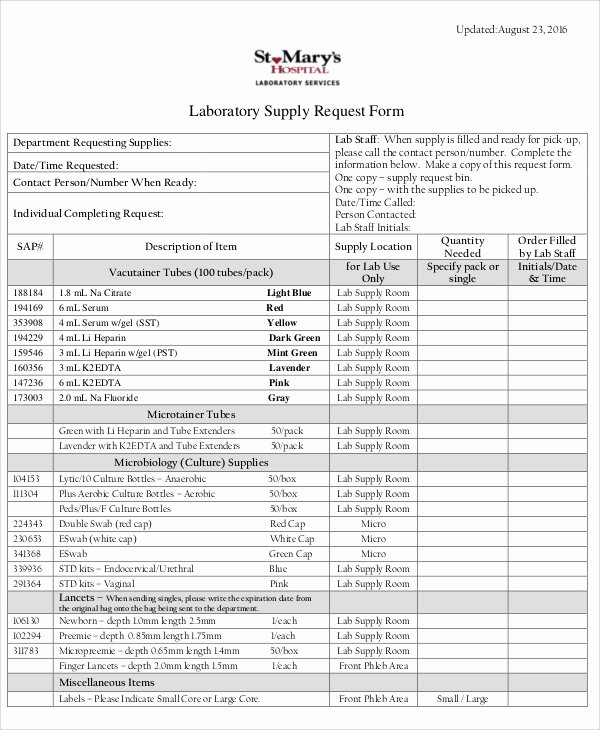 Supply order form Template Elegant Sample Supply Request form 10 Examples In Word Pdf
