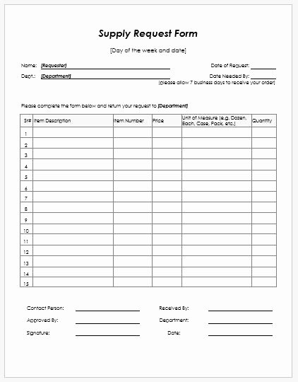 Supply order form Template Elegant Supply Request form Templates Ms Word